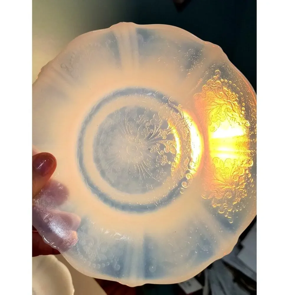 847. Set of 4 Milk Glass Monex Sweetheart Macbeth Evans Saucers